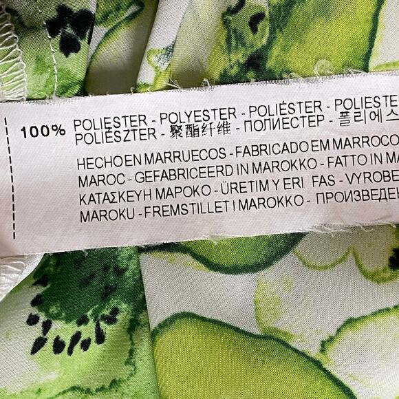 2/$30 ZARA Kiwi Print Blouse White Green Self Tie Cold Shoulder Sleeve S #6092 - Picture 14 of 16